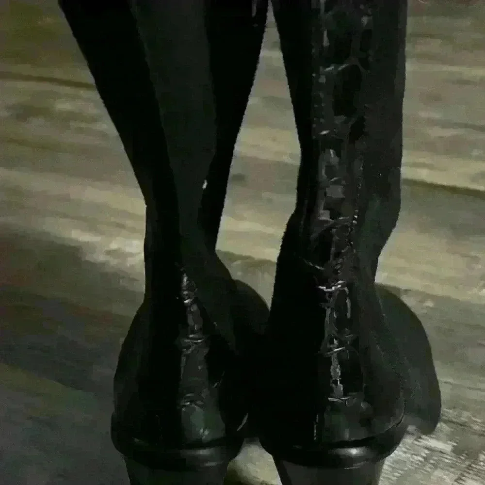 Donald J. Pliner Black Suede Heeled Boot with Faux Croc Embossing Size 6 1/2 M